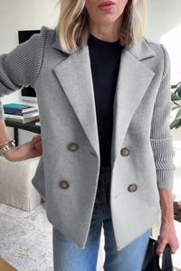 Elena - Cappotto Patchwork con Bottoni e Maniche Casual